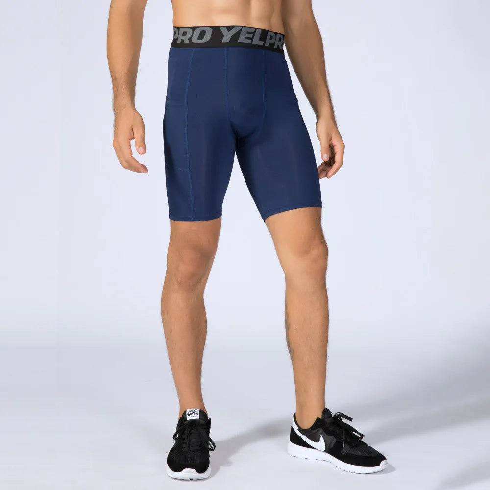 Sports Shorts Men Compression Running Shorts With Pocket Quick Dry Workout Gym Shorts Fitness Sport Leggings for Men