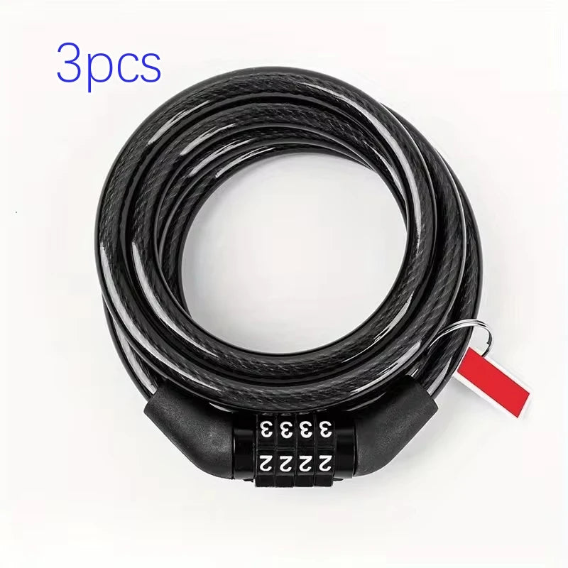 Anti-Theft Bicycle Combination Lock - Strong Steel Cable, Drill-Resistant, Scratch-Proof - Secure Your Bike with Ease