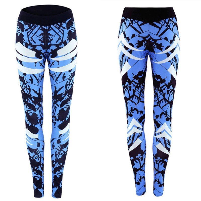 Dark Blue Printed Tight Gym Leggings - Fuzzy Sports