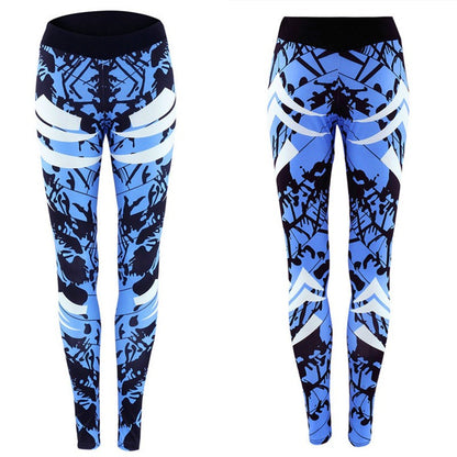 Dark Blue Printed Tight Gym Leggings - Fuzzy Sports