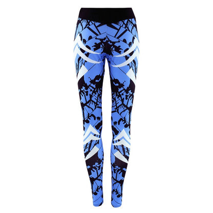 Dark Blue Printed Tight Gym Leggings - Fuzzy Sports