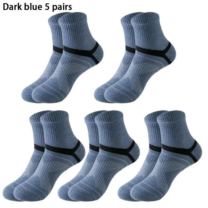 5 Pairs of MEN'S Sports Cotton Socks, Sweat Wicking and Breathable - Fuzzy Sports