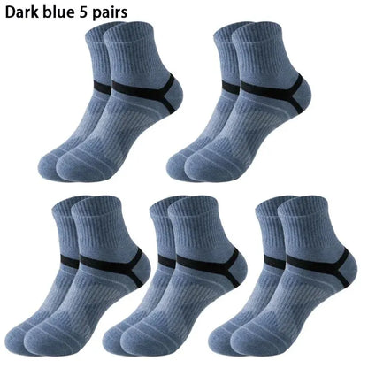 5 Pairs of MEN'S Sports Cotton Socks, Sweat Wicking and Breathable - Fuzzy Sports