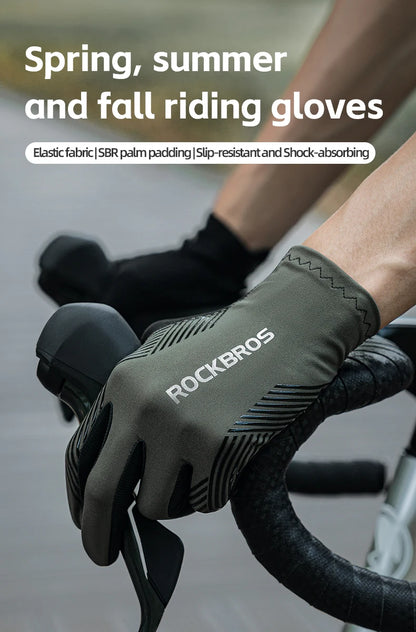 ROCKBROS Mens Full Finger Cycling Gloves Breathable Non-slip Touch Screen - Fuzzy Sports