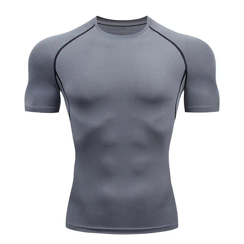 Men's Compression Shirt Short Sleeve Quick Dry Top - Fuzzy Sports