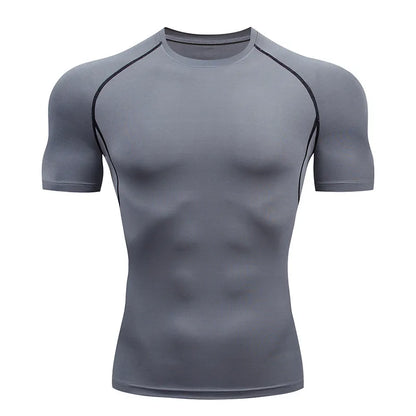 Men's Compression Shirt Short Sleeve Quick Dry Top - Fuzzy Sports