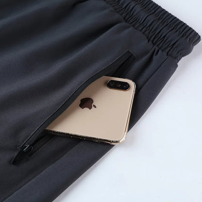 Men Tight Sport 2 In 1 Cropped Pants Elastic Quick-dry Compression Workout Training Exercise Running Sports Shorts