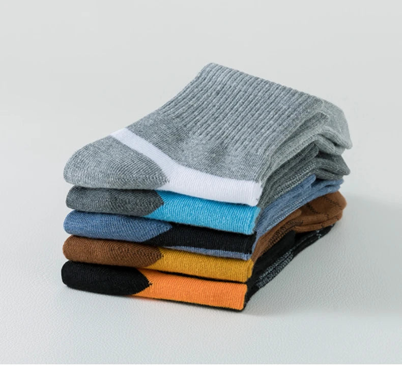 5 Pairs of MEN'S Sports Cotton Socks, Sweat Wicking and Breathable - Fuzzy Sports