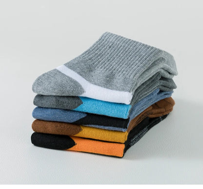 5 Pairs of MEN'S Sports Cotton Socks, Sweat Wicking and Breathable - Fuzzy Sports
