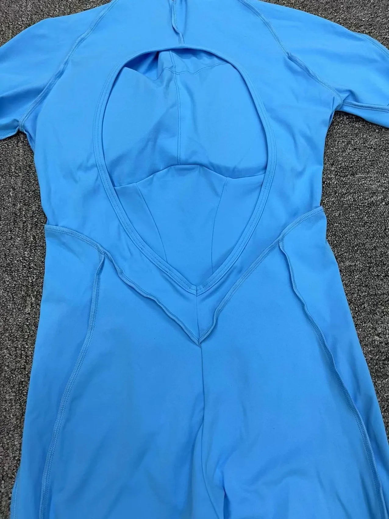 New Women's One-piece chest pad Yoga Jumpsuit leggings Short sleeve Backless