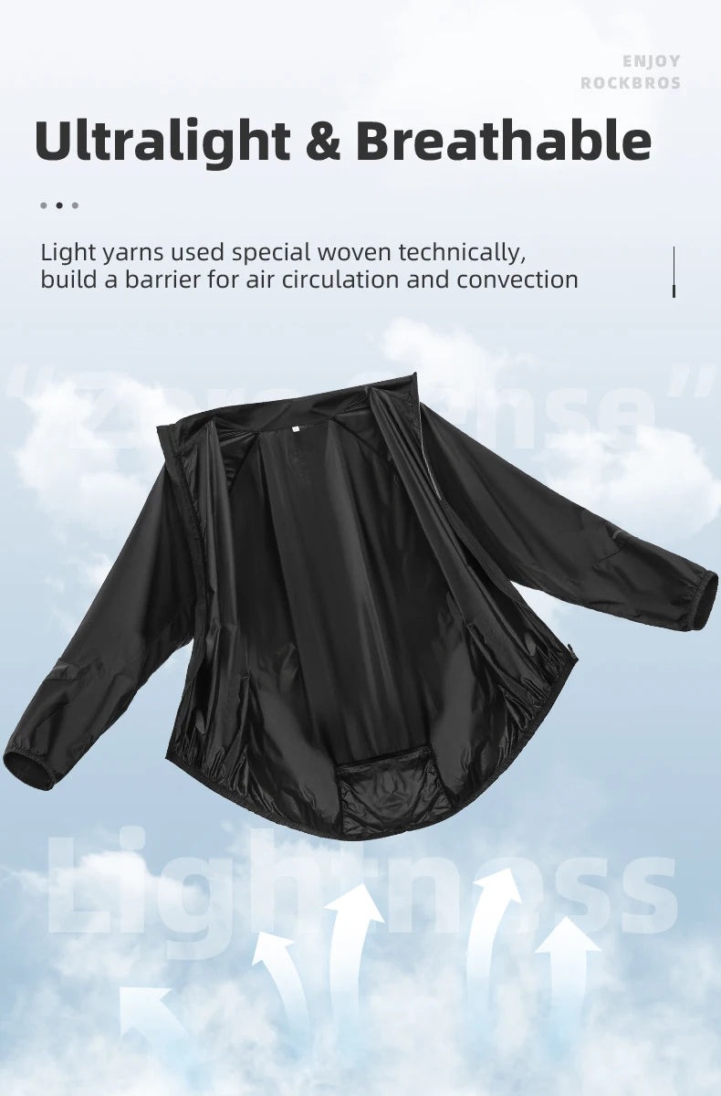 ROCKBROS Summer Sun Protection Bike Jacket Breathable Cycling Skin Tops Outdoor Hiking Fishing Sportswear Sweat-absorbent Jersey