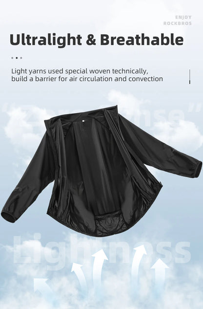 ROCKBROS Summer Sun Protection Bike Jacket Breathable Cycling Skin Tops Outdoor Hiking Fishing Sportswear Sweat-absorbent Jersey