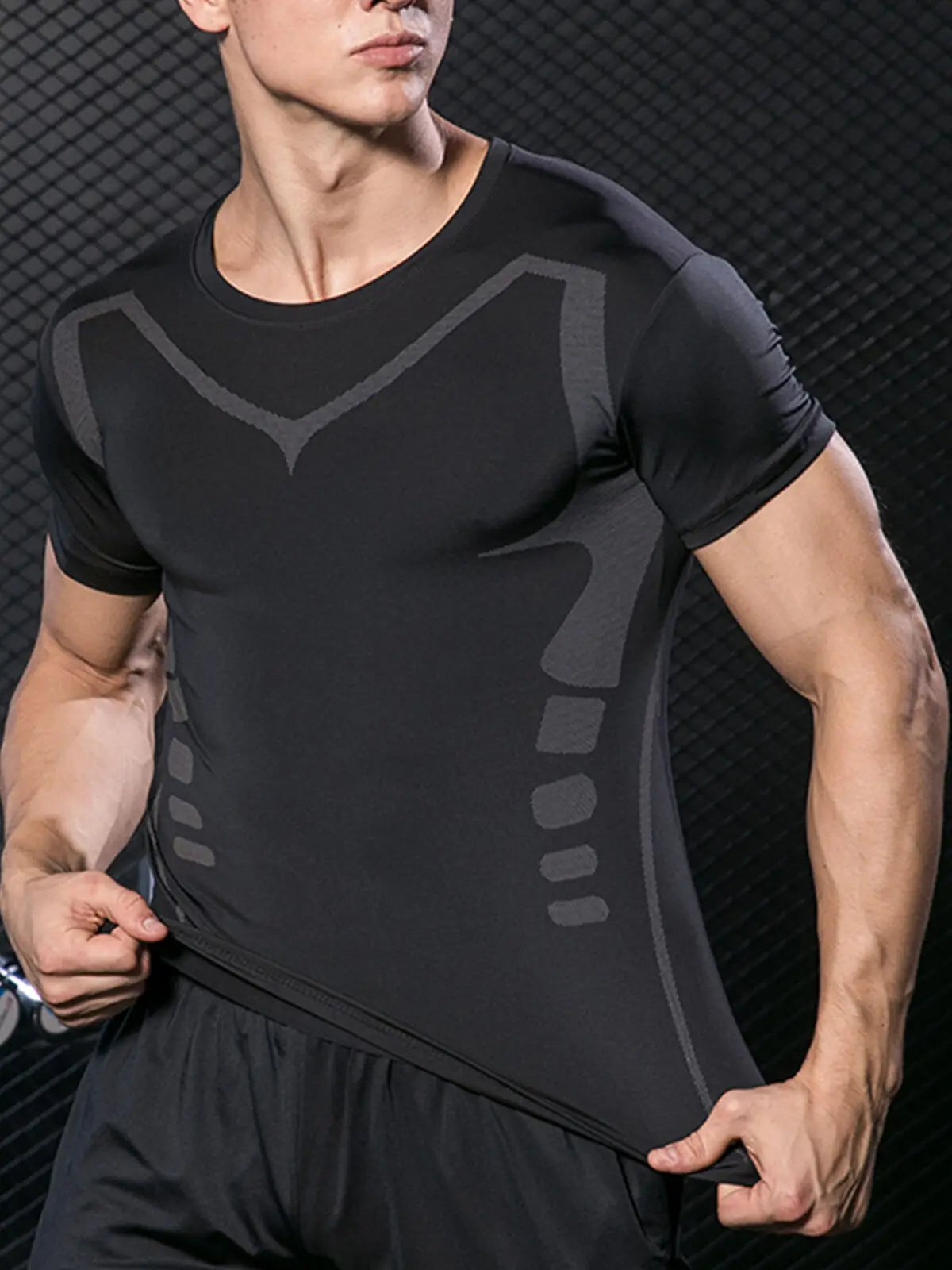 Men's Compression Shirt Short Sleeve Quick Dry Top - Fuzzy Sports