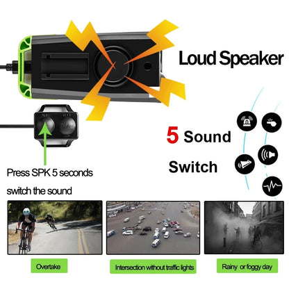 4 Mode USB Bike Light Lamp Bicycle Computer 3 Mode Horn Flashlight Cycle Bike Speedometer Led Front Lights Cycling Headlight - Fuzzy Sports