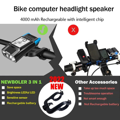 4 Mode USB Bike Light Lamp Bicycle Computer 3 Mode Horn Flashlight Cycle Bike Speedometer Led Front Lights Cycling Headlight - Fuzzy Sports