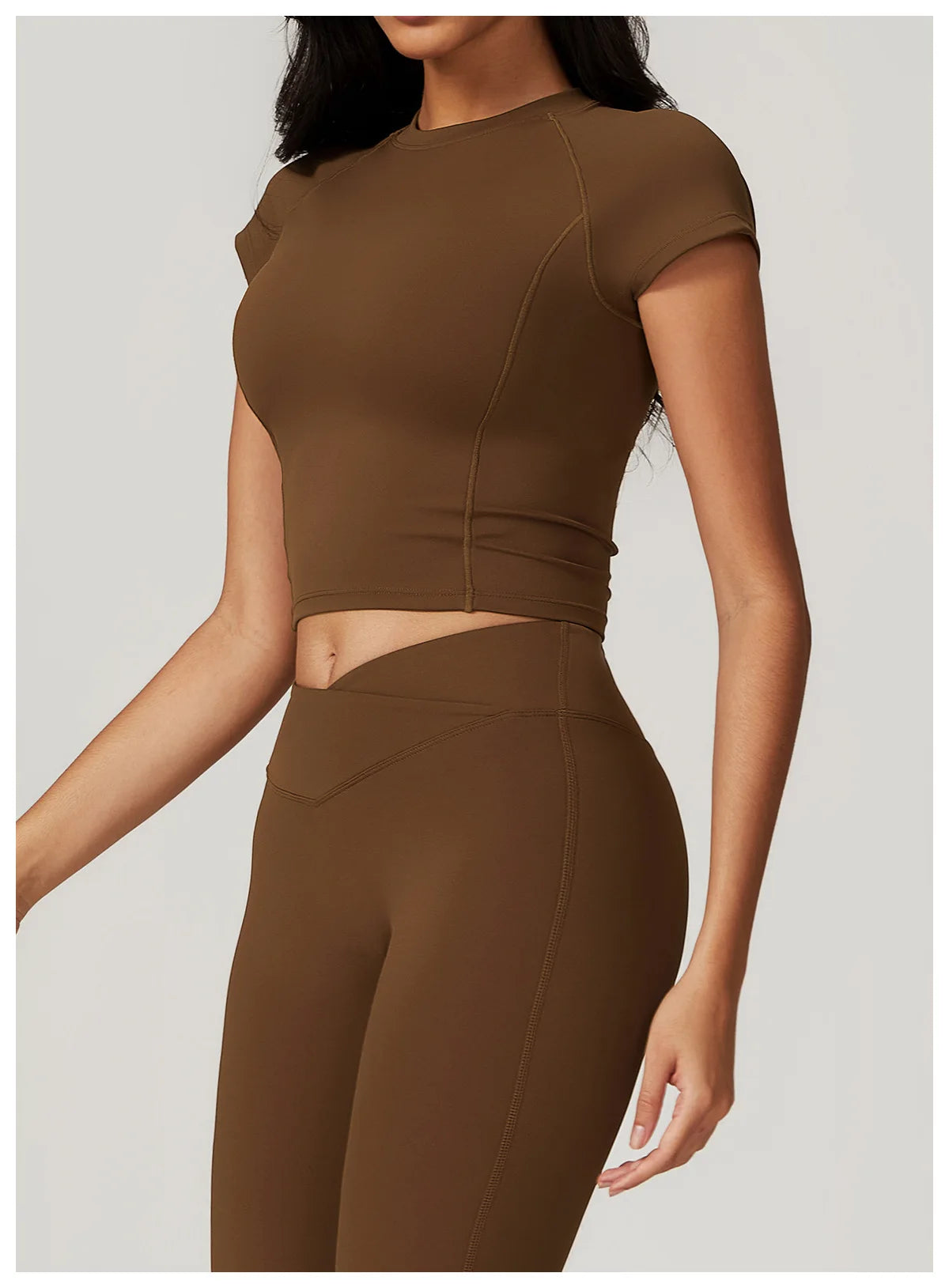 Women Sportswear Yoga Set 2PCS Sport Suit Gym Workout Clothes Short Sleeve Gym Crop Top High Waist Leggings Fitness Sports Wear - Fuzzy Sports