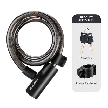 ROCKBROS Bicycle Lock Portable Anti-theft Bike Cable Lock with Keys Zinc Alloy