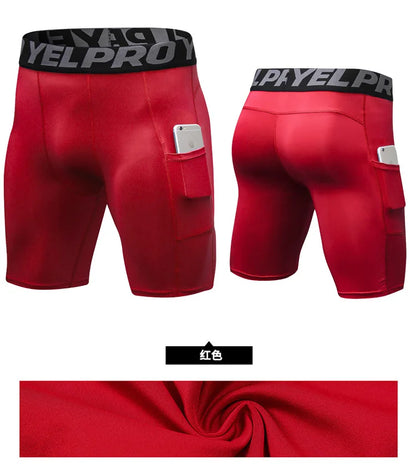 Sports Shorts Men Compression Running Shorts With Pocket Quick Dry Workout Gym Shorts Fitness Sport Leggings for Men