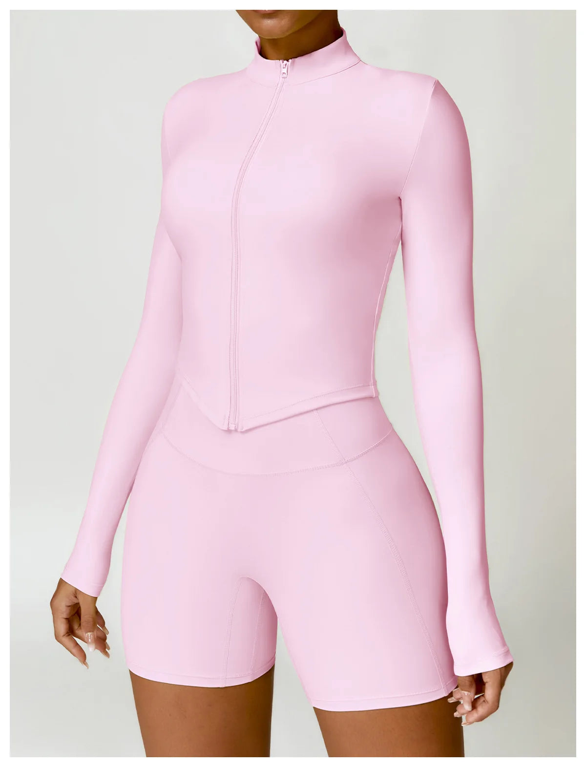 Women's Outdoor Running Fitness Wear Set Long sleeved Single Piece Top And Shorts - Fuzzy Sports