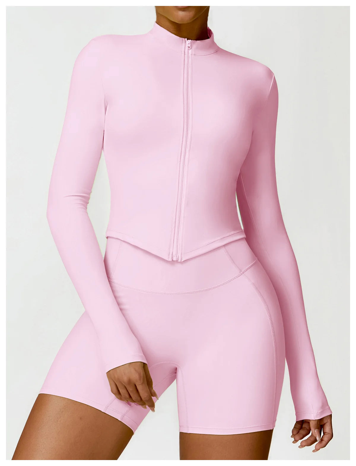 Women's Outdoor Running Fitness Wear Set Long sleeved Single Piece Top And Shorts - Fuzzy Sports