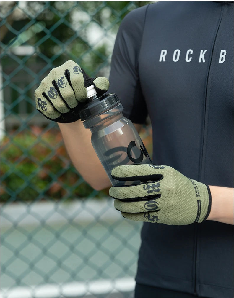 ROCKBROS Mens Full Finger Cycling Gloves Breathable Non-slip Touch Screen - Fuzzy Sports