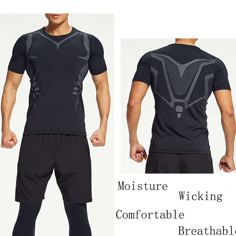 Men's Compression Shirt Short Sleeve Quick Dry Top - Fuzzy Sports