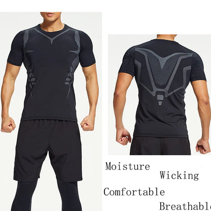 Men's Compression Shirt Short Sleeve Quick Dry Top - Fuzzy Sports