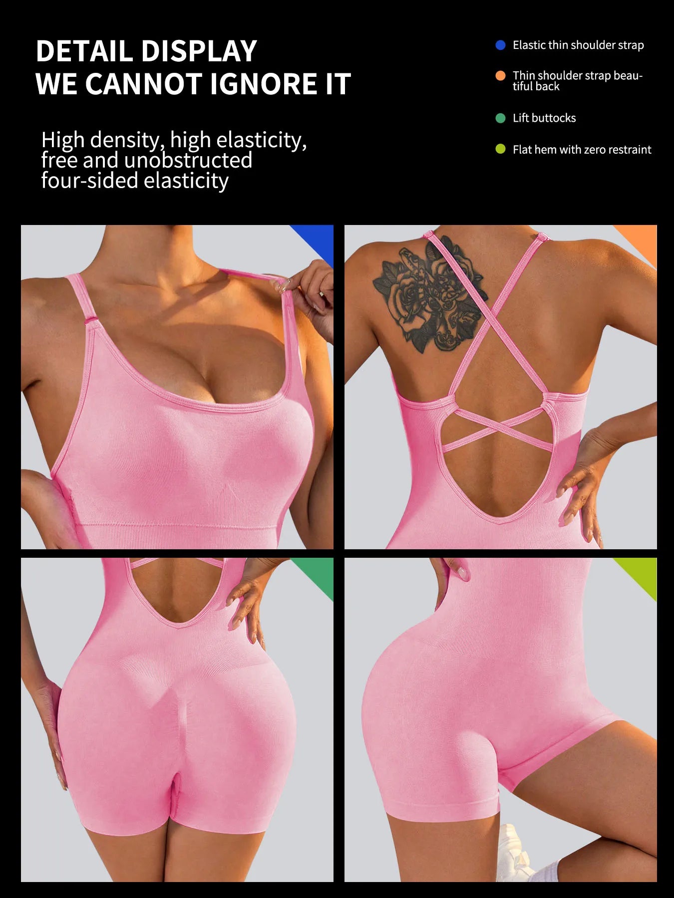 Womens One-Piece Yoga Jumpsuit Short Sportswear Gym Clothing