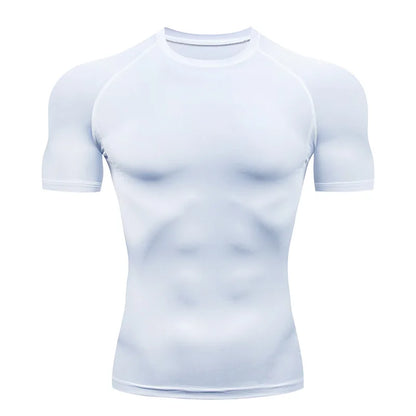 Men's Compression Shirt Short Sleeve Quick Dry Top - Fuzzy Sports