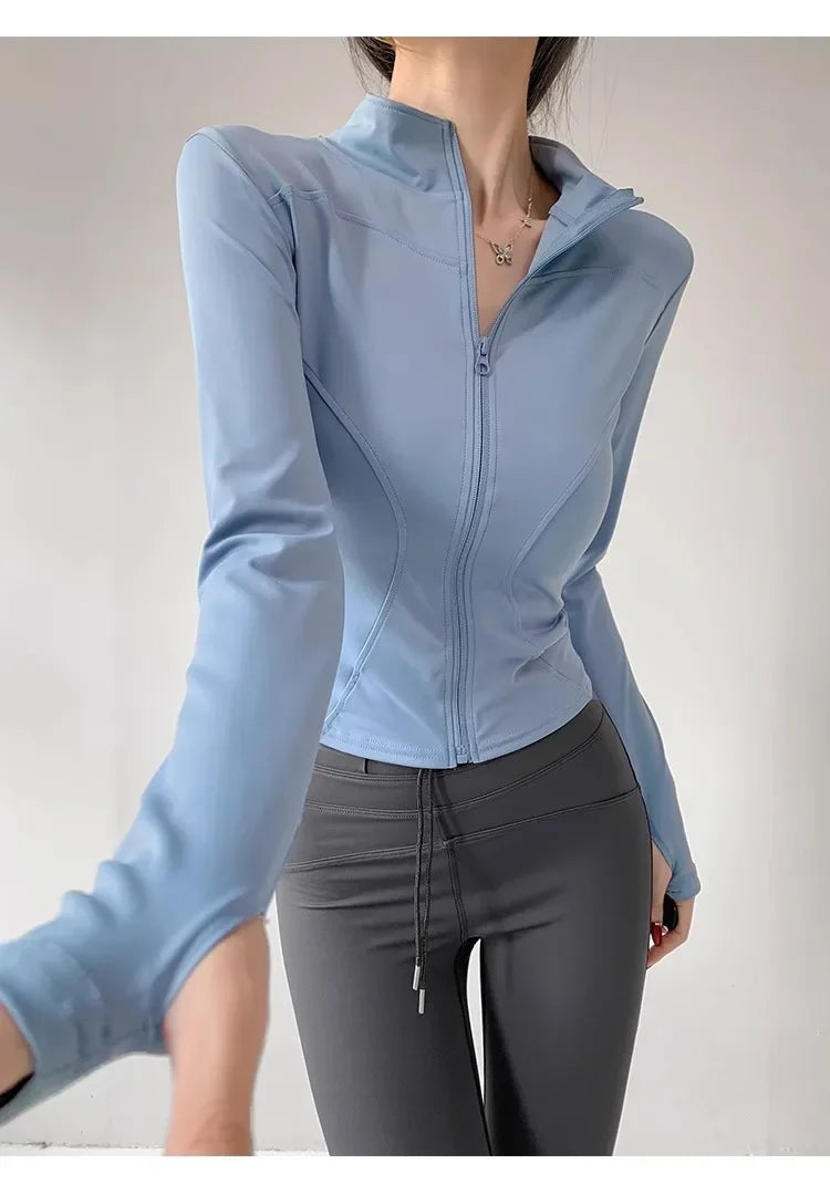 Sun Quick Drying Sports Coat Women's Tight Top Yoga Jacket Long Sleeve Zipper Jacket Running Fitness Women's Jacket S-3XL