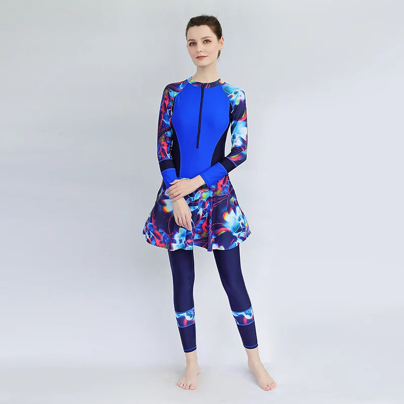 Modest Dress Womens Conservative Full Cover Swimsuit - Fuzzy Sports