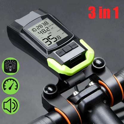 4 Mode USB Bike Light Lamp Bicycle Computer 3 Mode Horn Flashlight Cycle Bike Speedometer Led Front Lights Cycling Headlight - Fuzzy Sports