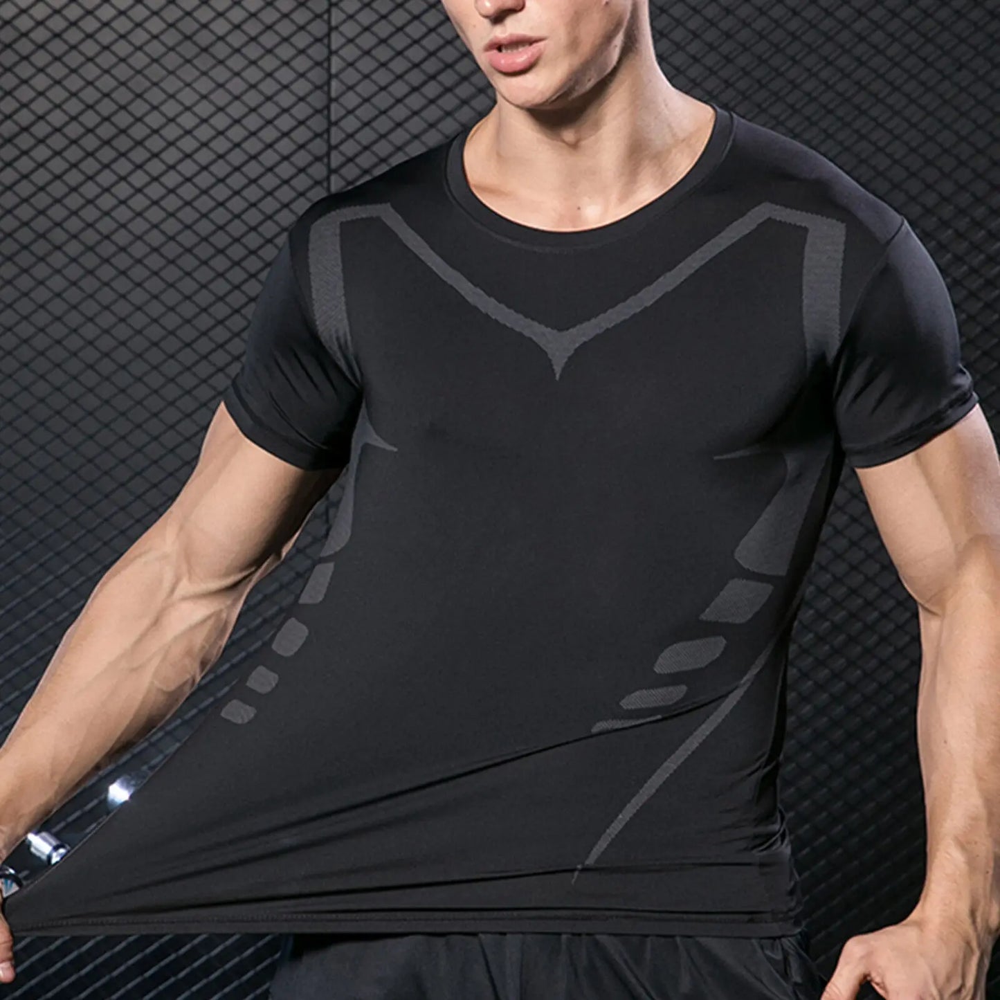 Men's Compression Shirt Short Sleeve Quick Dry Top - Fuzzy Sports