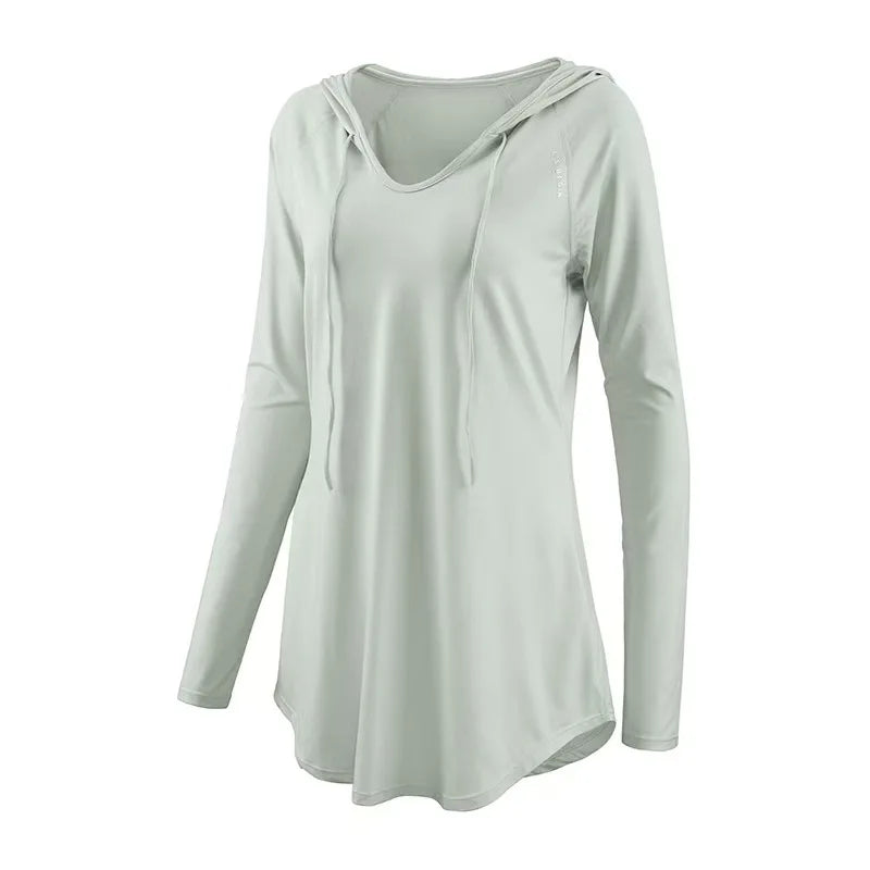 Women's Yoga Clothing Sports Casual Loose Cover Shirt, Long Sleeved