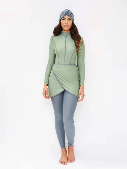3PCS Muslim Swimwear Women Long Sleeve Swimsuit Muslimah Swimming Burkini Turban Pants maillots de bains musulmans maillot femme