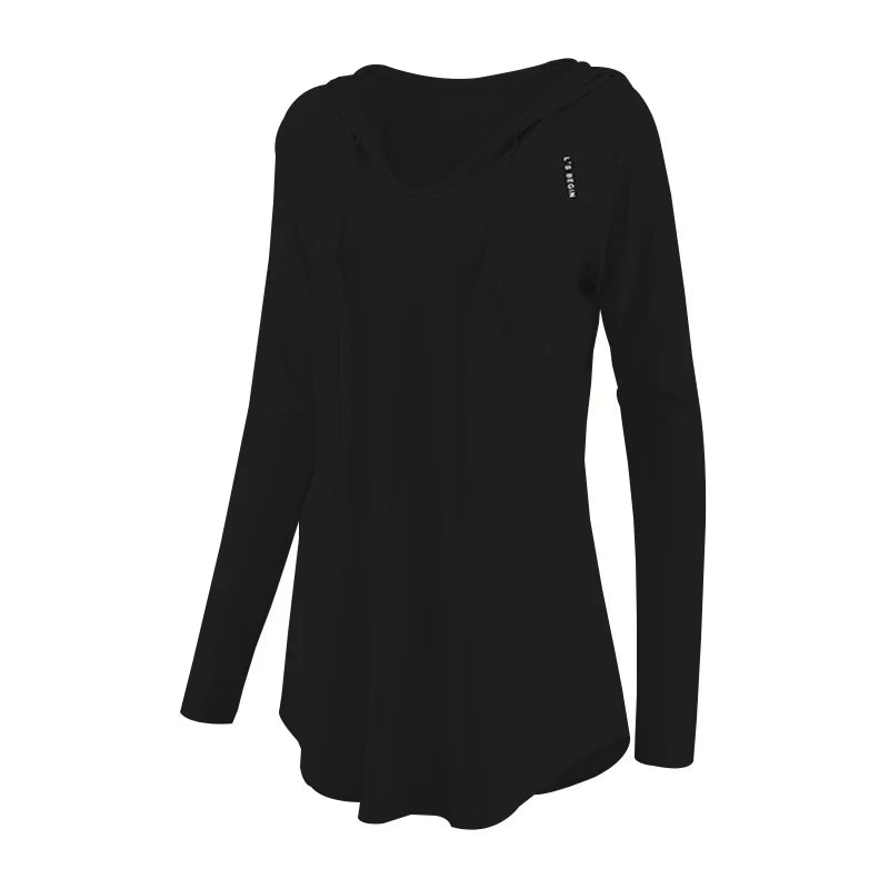 Women's Yoga Clothing Sports Casual Loose Cover Shirt, Long Sleeved