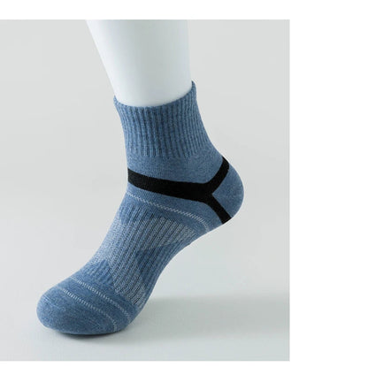 5 Pairs of MEN'S Sports Cotton Socks, Sweat Wicking and Breathable - Fuzzy Sports