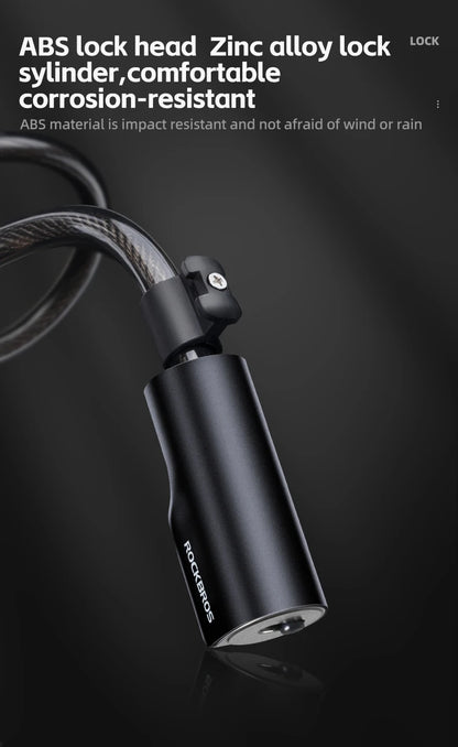 ROCKBROS Bicycle Lock Portable Anti-theft Bike Cable Lock with Keys Zinc Alloy