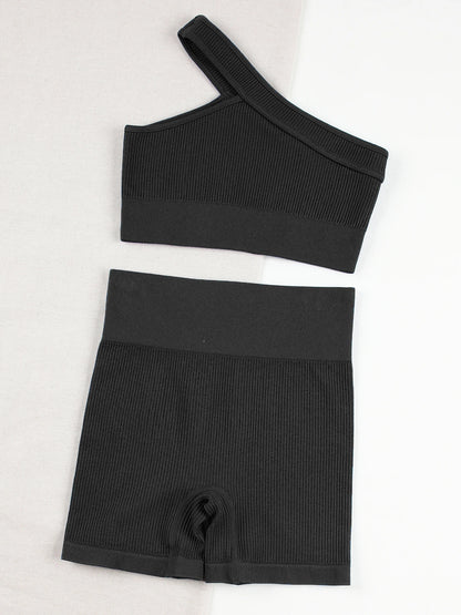 CHRLEISURE Womens Seamless Sports Set Fitness Outfit Ribbed Yoga Suit Bra Shorts - Fuzzy Sports