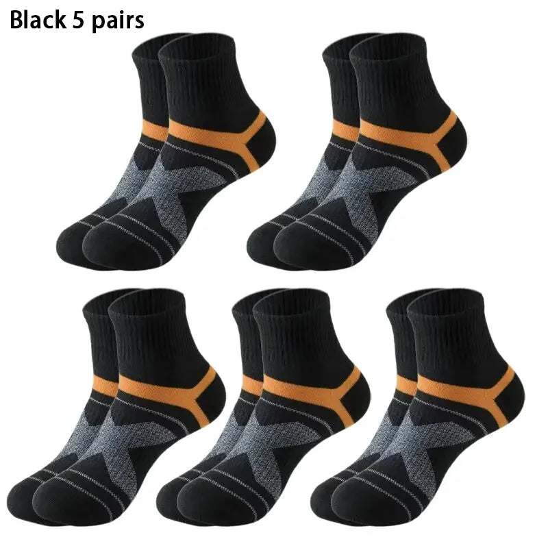 5 Pairs of MEN'S Sports Cotton Socks, Sweat Wicking and Breathable - Fuzzy Sports