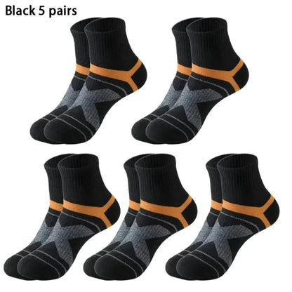 5 Pairs of MEN'S Sports Cotton Socks, Sweat Wicking and Breathable - Fuzzy Sports