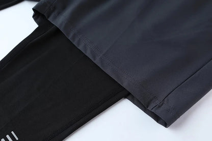 Men Tight Sport 2 In 1 Cropped Pants Elastic Quick-dry Compression Workout Training Exercise Running Sports Shorts