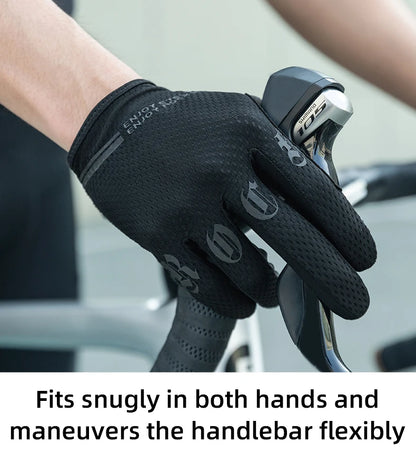 ROCKBROS Mens Full Finger Cycling Gloves Breathable Non-slip Touch Screen - Fuzzy Sports