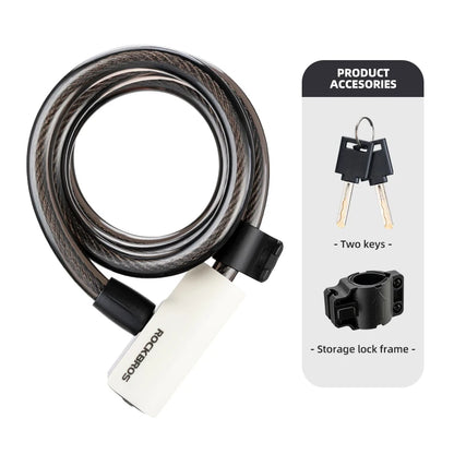 ROCKBROS Bicycle Lock Portable Anti-theft Bike Cable Lock with Keys Zinc Alloy