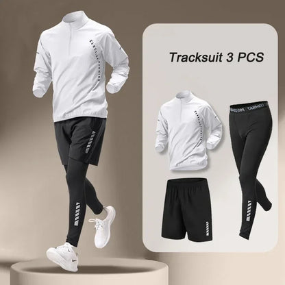 Sport 1-5 PCS Sets Workout Men's Quick Dry Jacket Suit Fitness Running Sets Sports Jogging Pants Workout Sportswear Track Suit