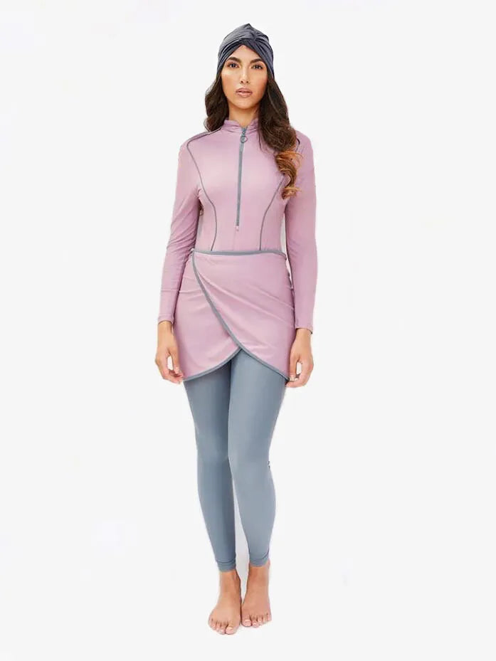 3PCS Muslim Swimwear Women Long Sleeve Swimsuit Muslimah Swimming Burkini Turban Pants maillots de bains musulmans maillot femme