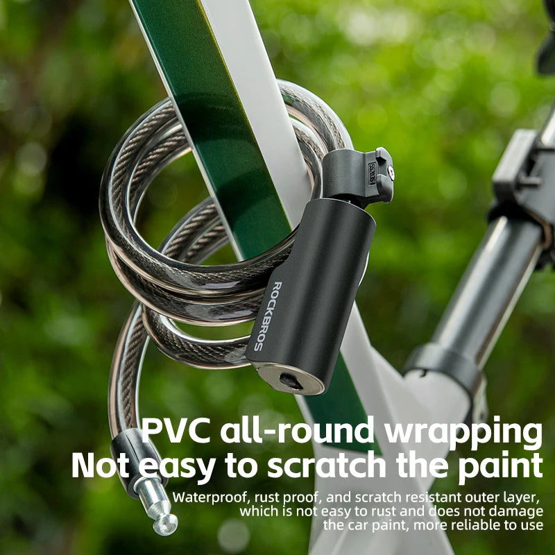 ROCKBROS Bicycle Lock Portable Anti-theft Bike Cable Lock with Keys Zinc Alloy