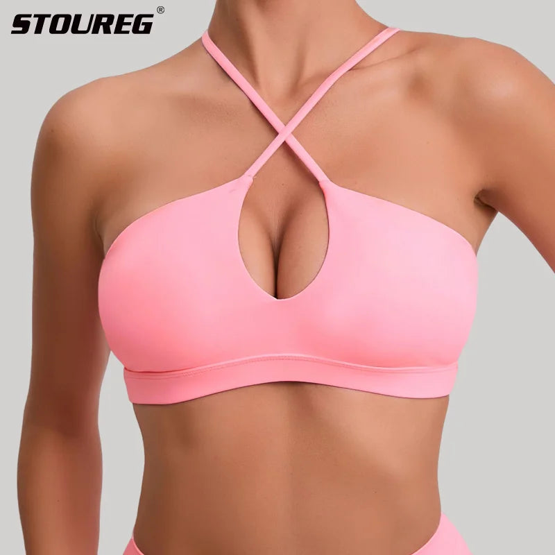 STOUREG Back Sports Bra for Women Gym Top - Fuzzy Sports