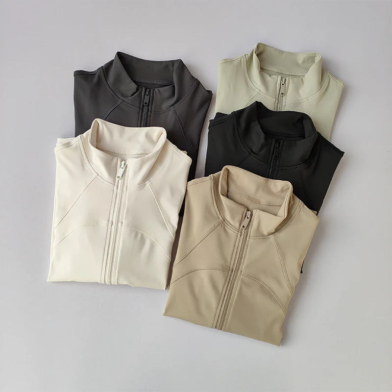 Women's Sports Jacket Long Sleeved High Collared Top - Fuzzy Sports