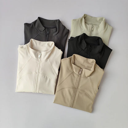 Women's Sports Jacket Long Sleeved High Collared Top - Fuzzy Sports